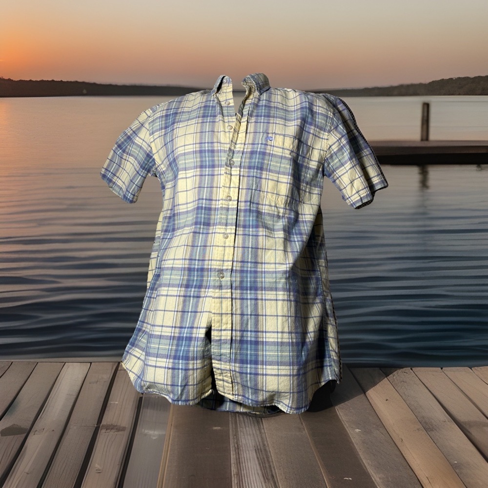 Pendleton 100% Cotton Plaid Short Sleeve Button Down‎ Shirt Mens Size S